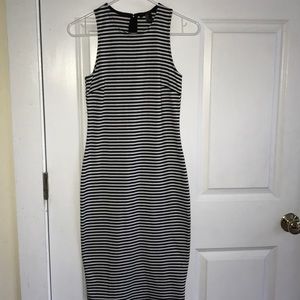 Forever 21 black and white striped bodycon dress